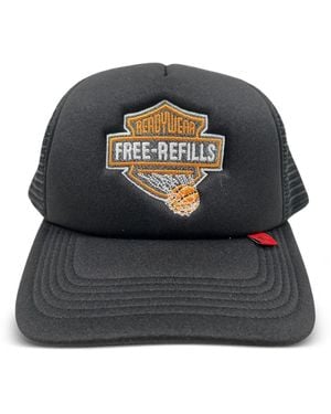 Free Refills Harley Embroidered-Logo Trucker Cap - Black