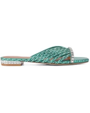 Kurt Geiger Crystal-Embellished Flat Mules - Green