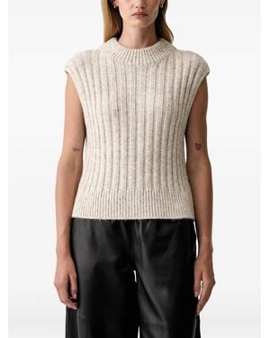 Barbour Anastasia Ribbed-Knit Sleeveless Sweater - White