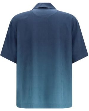 Off-White c/o Virgil Abloh Arrow Monogram Gradient-Effect Jacquard Bowling Shirt - Blue