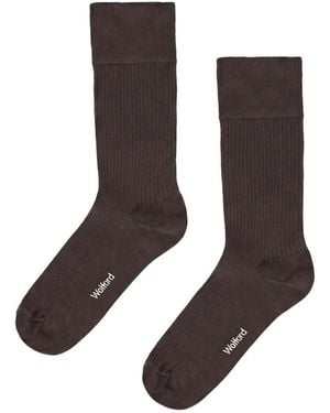 Wolford Ribbed Stretch-Cotton Socks - Brown
