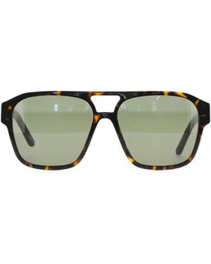 Facehide Tortoiseshell-Effect Pilot-Frame Sunglasses - Green