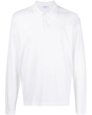 Paltò Long-Sleeved Cotton-Linen Polo Shirt - White