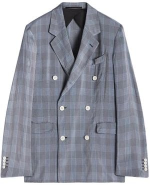 Lanvin Double-Breasted Checked Blazer - Gray