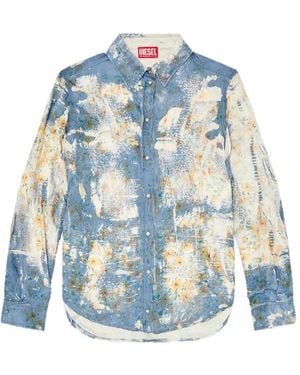 DIESEL C-Assy Floral-Print Long-Sleeve Shirt - Blue