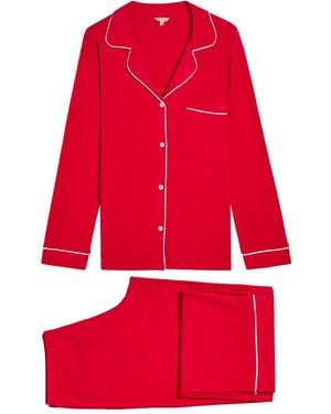 Eberjey Camisón con botones y manga larga - Rojo