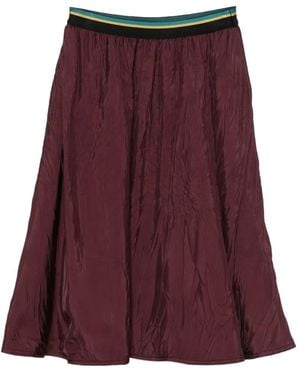 Plan C Falda Midi Con Cinturilla Elástica Y Acabado Arrugado - Morado