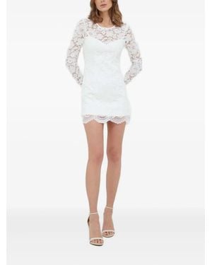 Bardot Lace Long-Sleeve Mini Dress - White