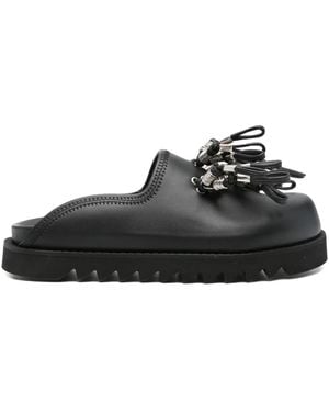 Toga Virilis Tassel-Embellished Leather Mules - Black