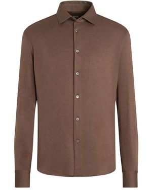ZEGNA Cashmere-Silk-Blend Shirt - Brown
