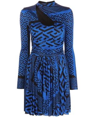 Versace Kleid Mit Greca-Print - Blau