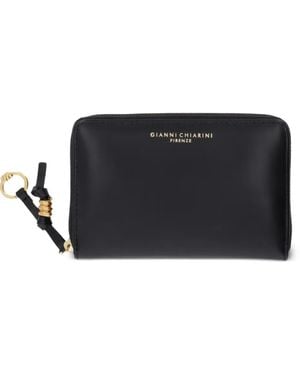 Gianni Chiarini Grain Zip Pendant Wallet - Black