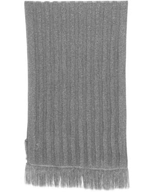 Neera Fringed Lurex-Detail Scarf - Gray