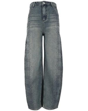 Ermanno Scervino Rhinestone-Embellished Wide-Leg Jeans - Blue