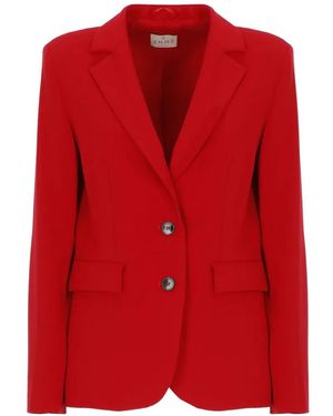 Emme Notched-Lapel Button-Up Blazer - Red