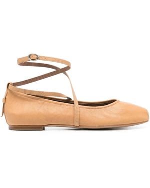 Ba&sh Leather Wrap-Strap Ballet Flats - Pink