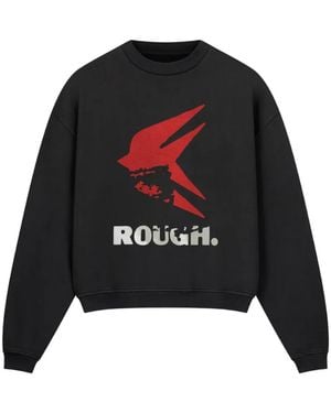 ROUGH Logo-Print Crew-Neck Sweatshirt - Black