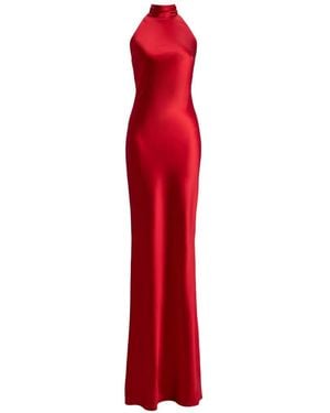 Ralph Lauren Chilton Halter Open-Back Evening Dress - Red