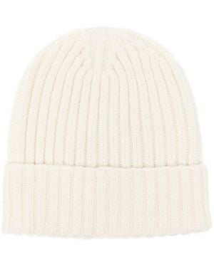 Dell'Oglio Bonnet À Détail Côtelé - Blanc