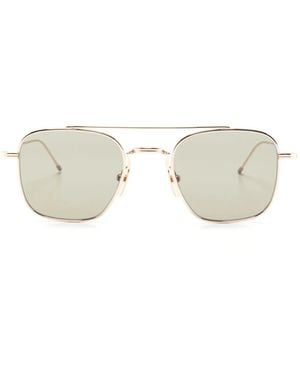 Thom Browne Titanium Squared Aviator Sunglasses - Metallic