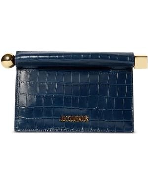 Jacquemus Rond Carré Small Croc-Effect Clutch Bag - Blue