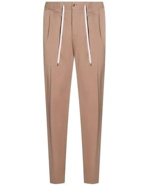 PT Torino Drawstring Pleat Trousers - Natural
