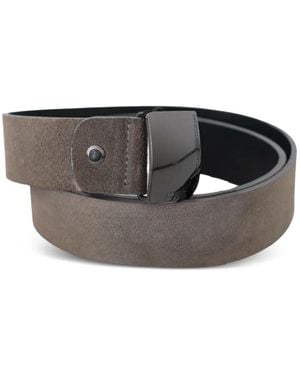CoSTUME NATIONAL Suede-Leather Logo-Buckle Belt - Black
