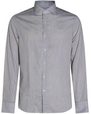 Canali Striped-Pattern Long-Sleeve Shirt - Gray