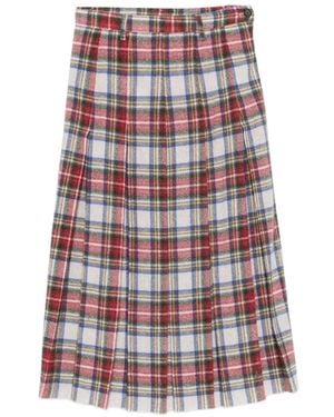 MM6 by Maison Margiela Tartan-Check Pleated Midi Skirt - White