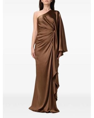 Monot One-Shoulder Satin Gown - Brown
