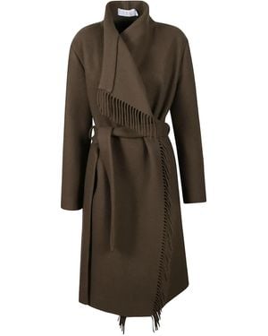 IRO Fringed Belted Coat - Brown