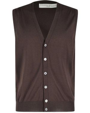 FILIPPO DE LAURENTIIS Buttoned Sleeveless Gilet - Brown