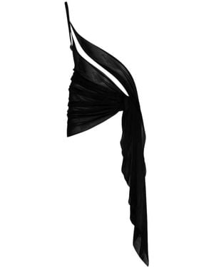 Mugler One-Shoulder Beach Cover-Up - Black