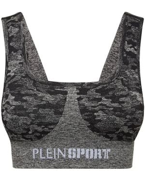 Philipp Plein Sujetador deportivo con tiras cruzadas - Gris