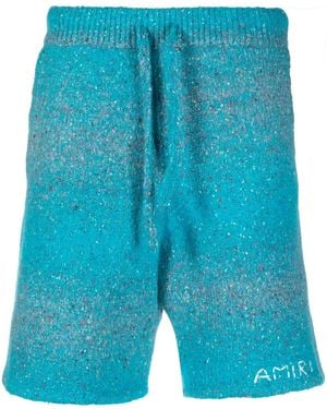 Amiri Embroidered-Logo Knitted Shorts - Blue