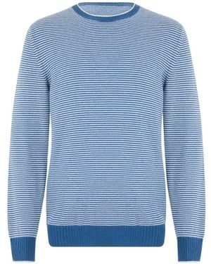 Fedeli Striped Cashmere Jumper - Blue