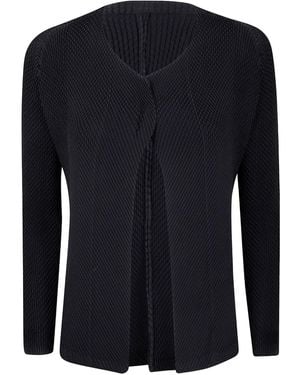 Issey Miyake Pleated Open-front Cardigan - Blue