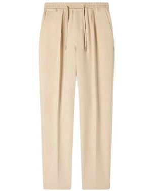 Sandro Elasticated Straight-Leg Trousers - Natural