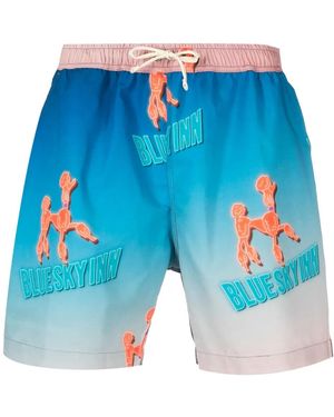BLUE SKY INN Short De Bain À Logo Imprimé - Bleu
