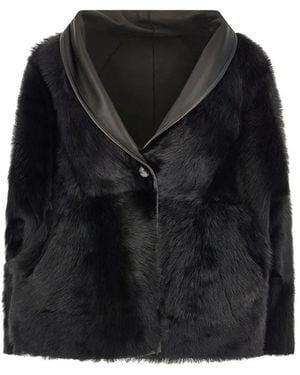 DROMe Shearling-Trim Shawl-Collar Jacket - Black