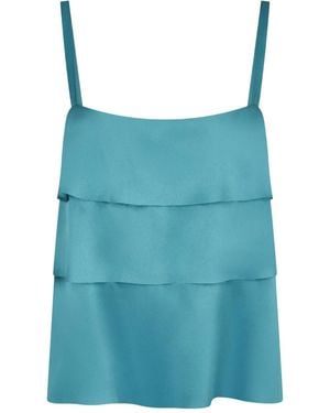 Alberta Ferretti Satin Tank Top - Blue