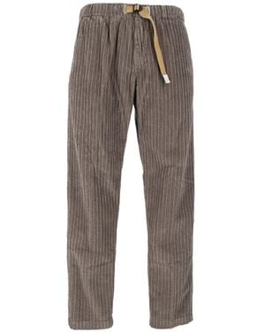 White Sand Striped Corduroy Trousers - Grey