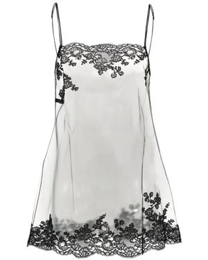 Carine Gilson Silk Babydoll Slip Dress - Gray