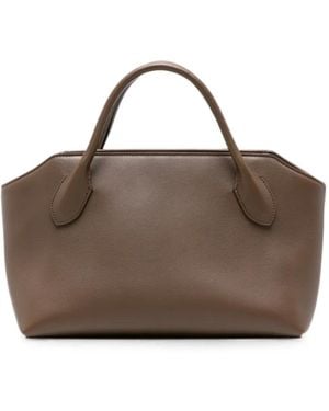 The Row Terrasse Bauletto Leather Tote Bag - Brown