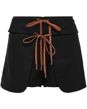 Alexia Lace-up High-waist Shorts - Black