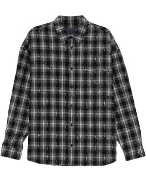 Juun.J Camisa A Cuadros Con Efecto Envejecido - Negro
