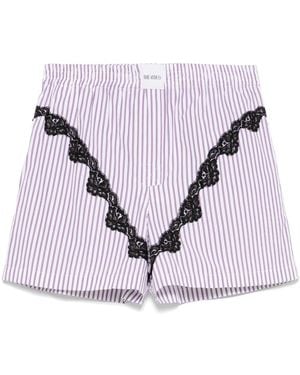 The Attico Striped Poplin Shorts - Purple