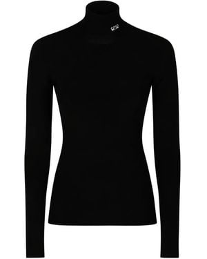 Loewe Embroidered-Logo Roll-Neck Top - Black