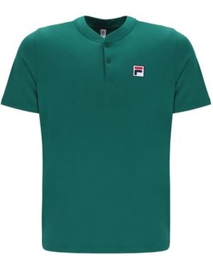 Fila Logo-Patch Button-Up T-Shirt - Green