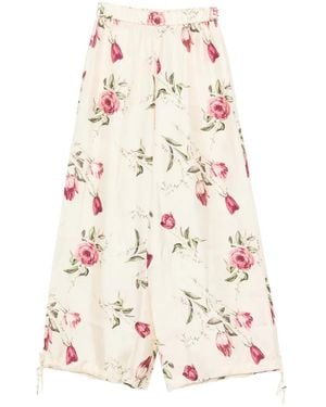 Antonio Marras Floral-Print Palazzo Trousers - White